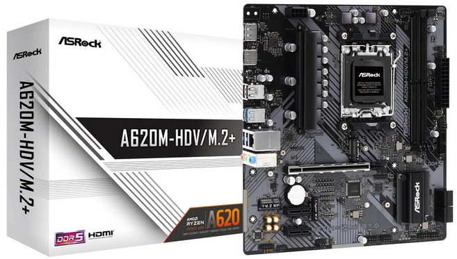 ASRock 마더보드 A620M-HDVM.2+ AMD Ryzen 7000 시리즈 CPU 대응 (Soket AM5) A620 Micro ATX 마더보드 [국내 정규 대리점품]