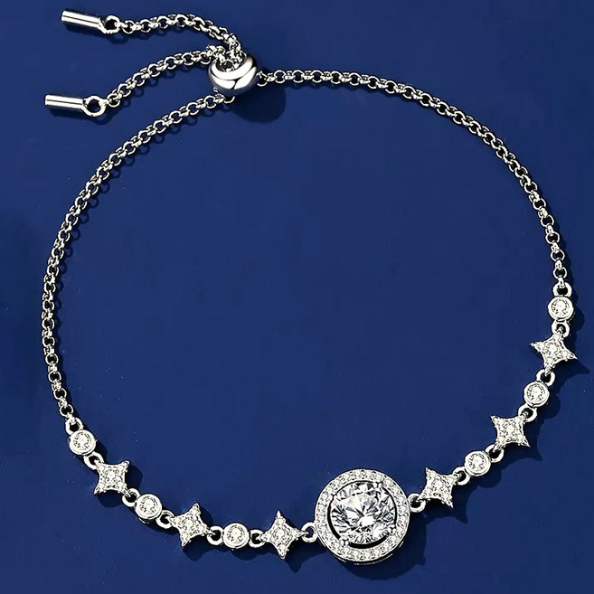 모이사나이트 1캐럿 데일리 하늘 가득한 별 모조 다이아몬드 팔찌 XCMSZ-007