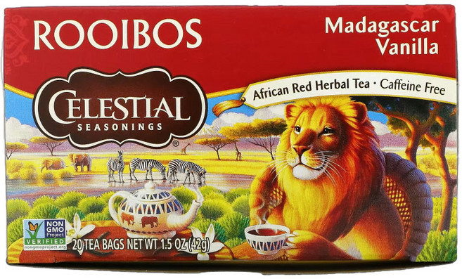 셀레스티얼 시즈닝 루이보스티 차 마다가스카르 바닐라 디카페인, 42g, 20개입, 1개