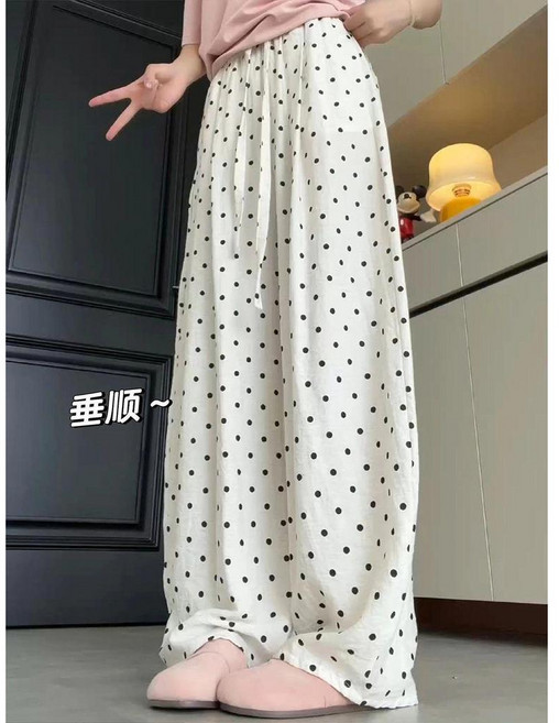 冰絲波點寬褲