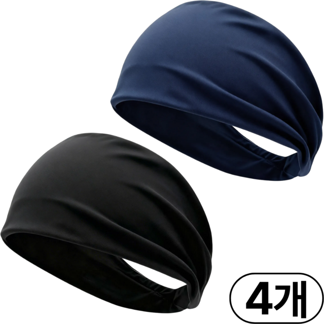 딥루트 스포츠 땀흡수 헤어밴드, 4개, 블랙+네이비