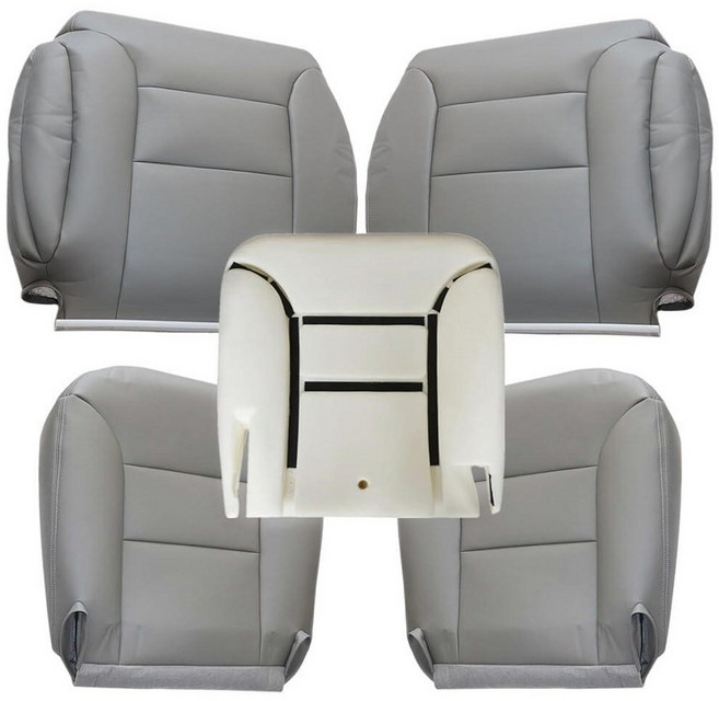 FZJDSD Gray Driver & Passenger Side Bottom and Top Replacement Microfiber 천연가죽 Seat Covers Foam Cu