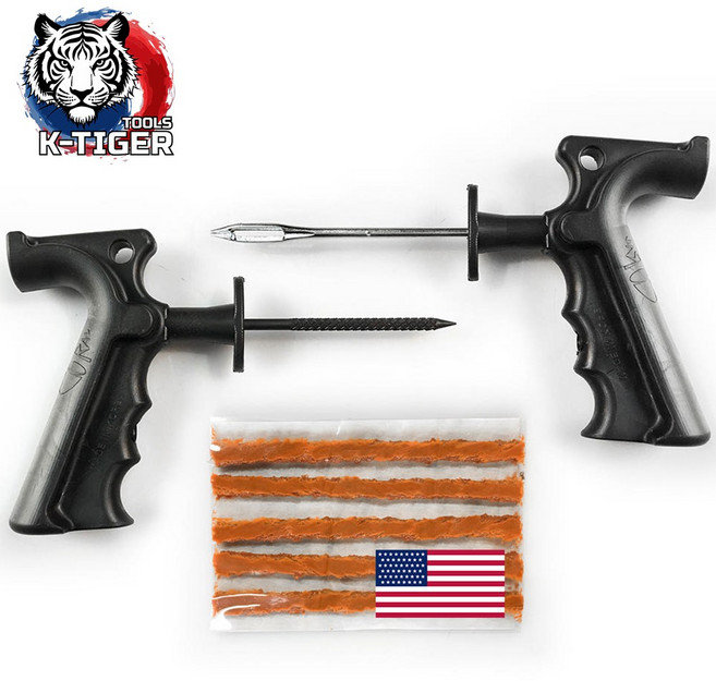 타이어 펑크 국산 수리키트(미국산 끈끈이5개포함) 자동차 오토바이 빵구 지렁이, 1. 국산수리키트(미국산 끈끈이5개포함)