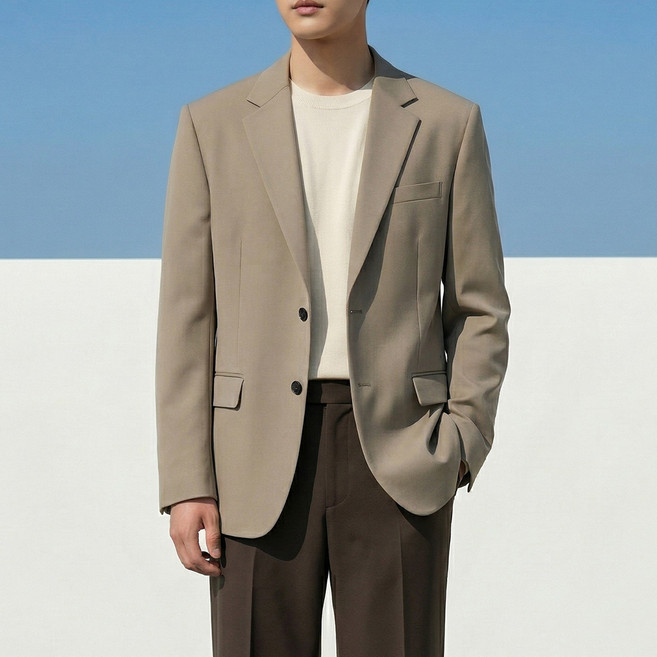 더베이직샵 남자 봄 신축성 오버핏 블레이저 스판 하객룩 정장 자켓