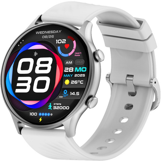 PEJE 운동 건강 24시간 모니터링 블루투스 통화 스마트워치, GPS + 블루투스, 4.9cm, 은색