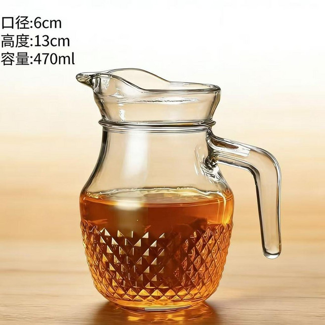 玻璃醒酒器 470ML 鑽紋款 無蓋小扎壺, 1個, 無蓋小扎壺 一壺多用 ,470ML-鑽紋款-6支裝 餐飲