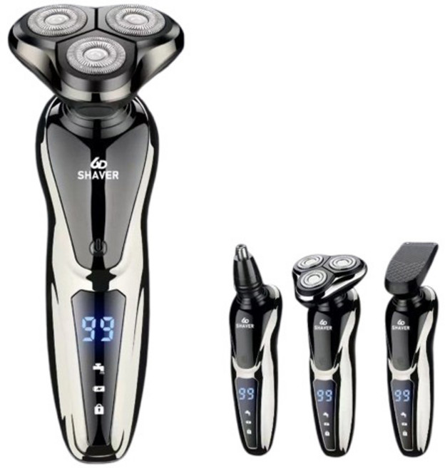 디에스가추몰 전동 면도기 LED 디스플레이 건습 겸용 생활방수 쌍환 칼망 플로팅 헤드, 블랙, As2050