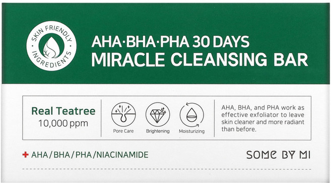 Some By Mi AHA BHA PHA 30일 미라클 클렌징 바 160g 2팩, 106g