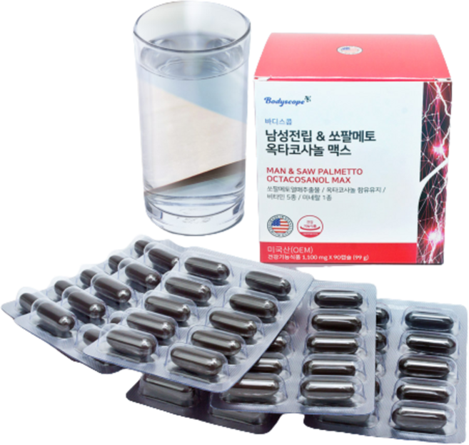 미국산 남성 전립선 건강 쏘팔메토 옥타코사놀 로르산 1100mg 90캡슐 90일분, 90정, 5개