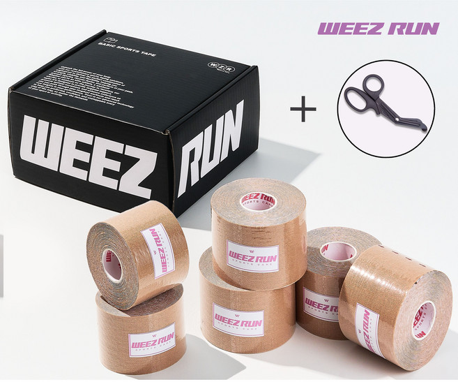 위즈런 스포츠테이프 고점착 고탄성 5cm x 5m 6개 +가위 1개 SET, 1세트