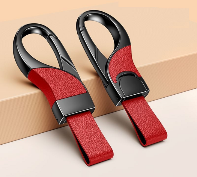 다은랜드 고급 가죽 바지 차키링 2개, 빨간색