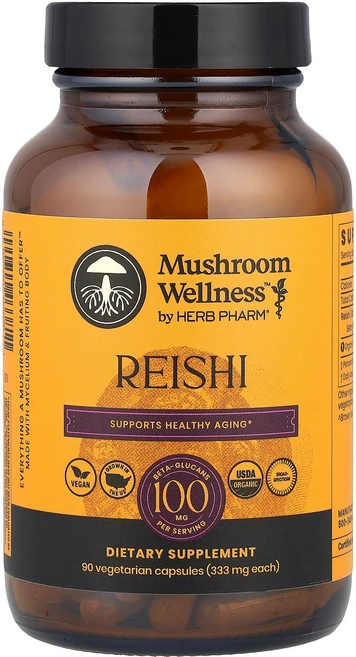 Herb Pharm Mushroom Wellness™ Reishi 90 Vegetarian Capsules 333 mg per Capsule - 쿠팡