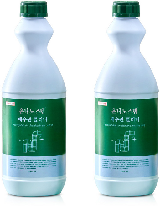 은나노스텝 강력 배수관 클리너 세면대 싱크대 욕실 배수구 크리너 청소 세정제, 2개, 1L