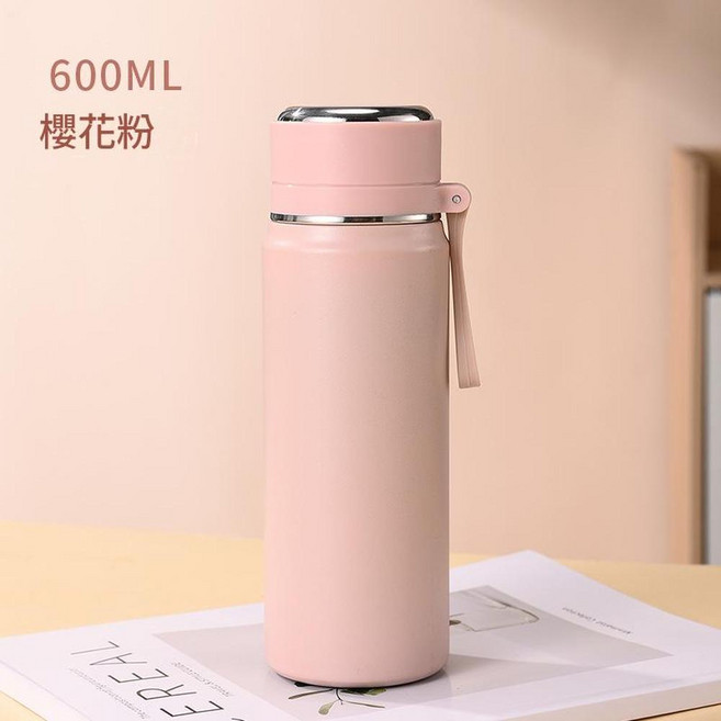 子彈頭保溫杯 24H長效保溫, 吊帶子彈頭 粉色600ML, 1套, 600ml