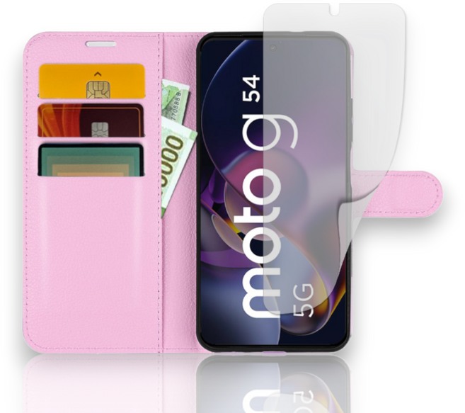 모토로라 모토 G54 5G 전용 지갑 카드 지폐 수납 케이스 저반사 필름