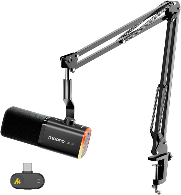 마오노 무선 USB 다이나믹 마이크 붐암 스탠드, 블랙