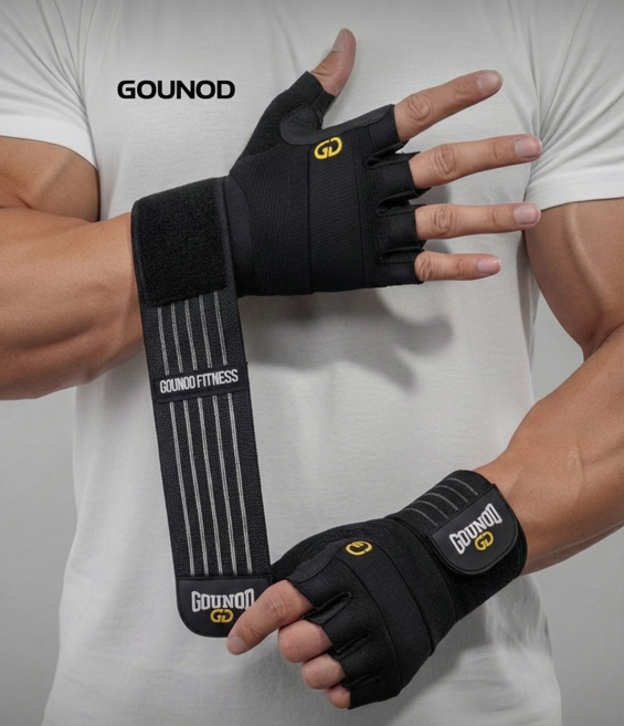 GOUNOD 스포츠 헬스장갑 피트니스 장갑 손목 보호 스트랩 헬스 용품 홈 트레이닝