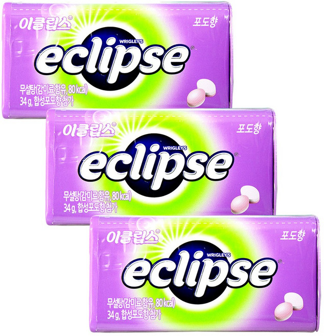 이클립스 캔디 포도향, 3개, 34g