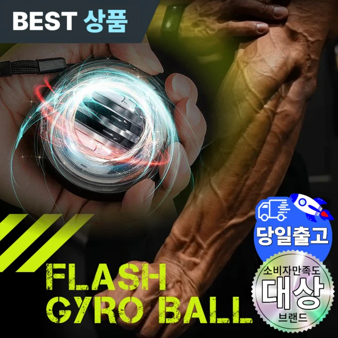 플레시 자이로볼 전완근 악력 손목 운동기구 스트레칭 파워볼, 1개, 아이언 - 쿠팡