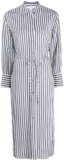 빈스 스트라이프 벨트 미디 셔츠 드레스