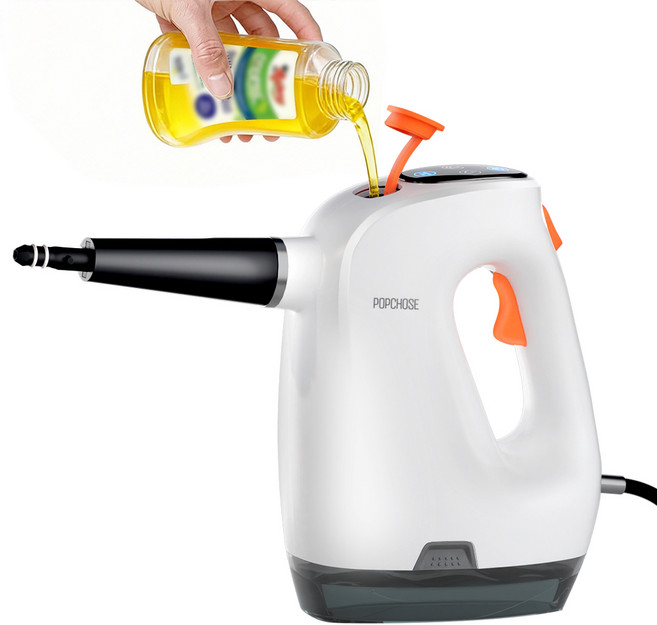 [26년형] POPCHOSE 핸디 스팀청소기 15S 빠른 가열 고온 살균 다기능 고압 스팀 청소기 바닥/주방/차량 청소, 화이트, 3세대