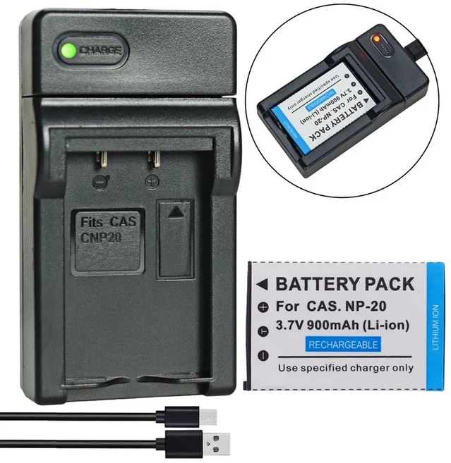 호환 NP-20 카시오 엑실림 EX-S600GD EX-Z75BE EX-M2 슬림 충전기용 배터리, 05 1 Battery 1 Charger