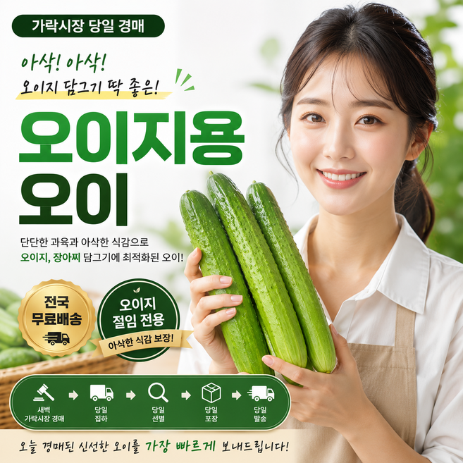 국내산 오이 백오이 오이지용 백다다기 절임오이 50개(8kg내외) 가락시장 출고 오이지 소박이, 1박스(50개), 8kg
