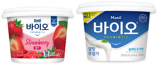 매일바이오 프로바이오틱 딸기요거트400g 1개＋매일바이오 플레인450g 1개/냉장무배