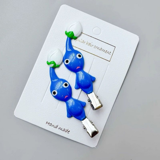 日單散貨 任天堂 皮克敏 Pikmin 發夾 邊夾 劉海夾, 1個, 小藍一對