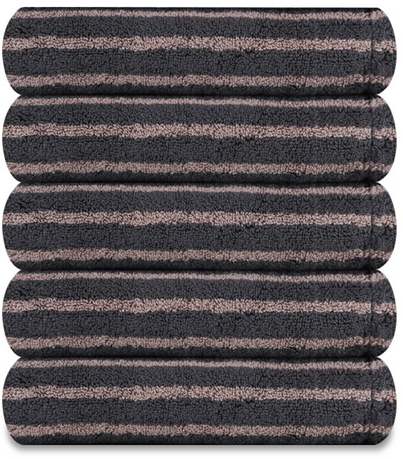 송월 호텔컬렉션 스트라이프솔리드44 선염 220g 호텔수건, 5개, 그레이