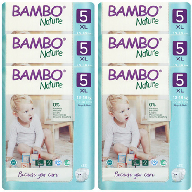 밤보네이처 그린 대용량 밴드형 기저귀, 5단계, 132매