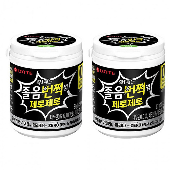 맛있는 롯데 졸음번쩍껌 제로제로 용기 87g x 2개, 1개