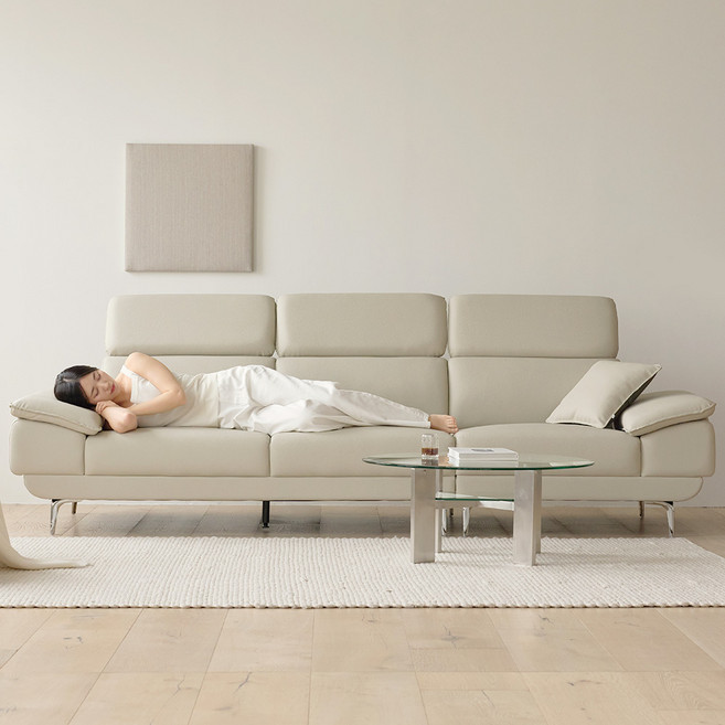 웰퍼니쳐 타이탄 프리미엄 신세틱 레더 가죽 소파 4인용, 타이탄 4인, 라이트 베이지