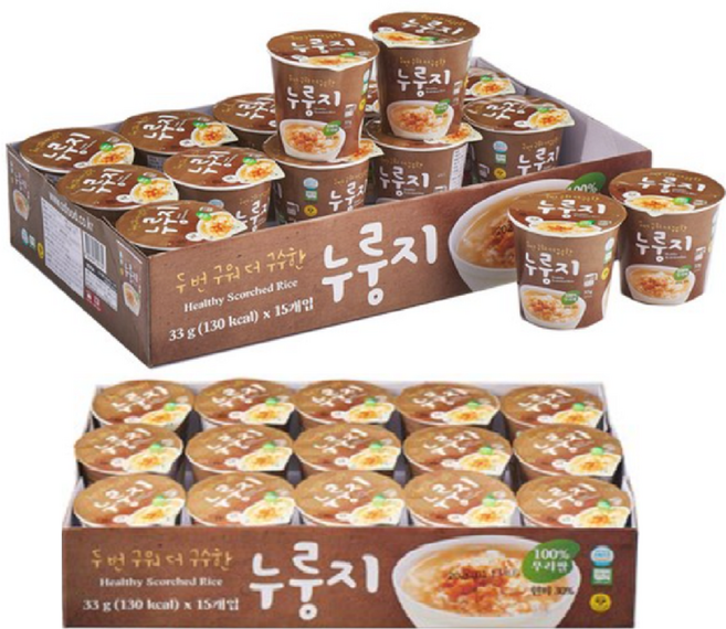 우리쌀 즉석 컵누룽지 현미30% 누룽지컵 우리쌀100%, 495g, 2개