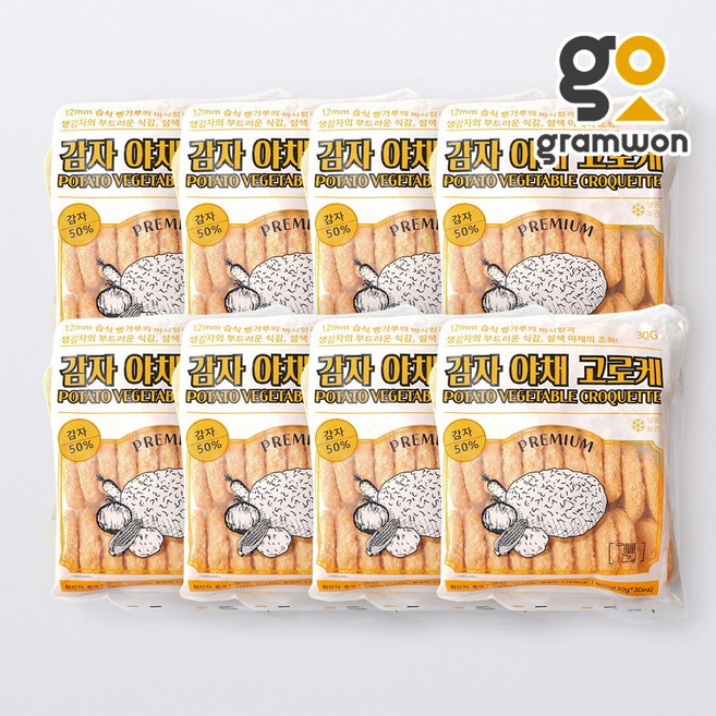 감자 야채 고로케 900g(30개입)X10팩 냉동 크로켓 업소용 대용량 도매, [냉매무료]감자고로케30개입X10봉+드라이