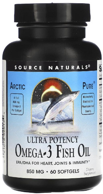 소스내츄럴스 오메가3 피쉬 오일 850mg 60 소프트젤 토코페롤 글루텐프리, 1개, 기본, 60정