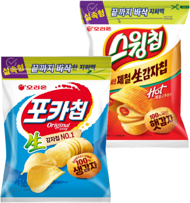 스윙칩 지퍼백 + 포카칩 오리지널 지퍼백, 1세트, 510g
