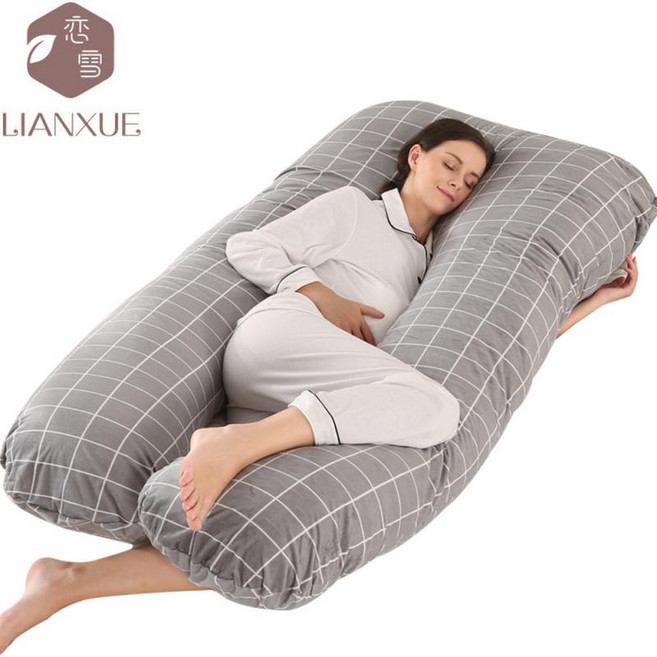 임산부엎드리기쿠션 임신선물 파묻히는 꿀잠 산모 U자 베고자는 엎드리기 대형, 벨벳   격자 무늬