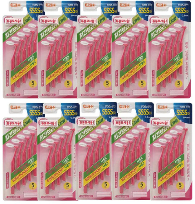 네오플러스 에버덴 치간칫솔 L형 ssss, 0.4mm, 5개입, 10개