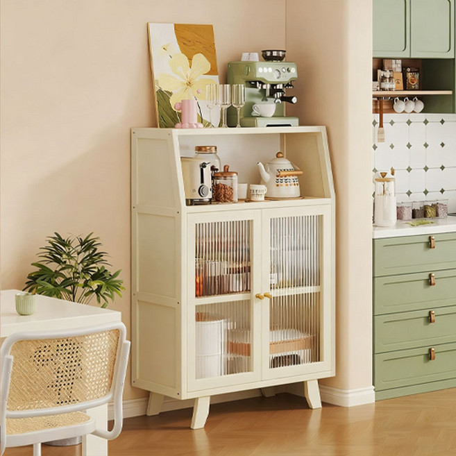 SeekFun 다용도 주방 수납장 전자레인지 선반 커피 티팟 양념 정리장 원문형/쌍문형 하얀색 우드색, 화이트, 4단