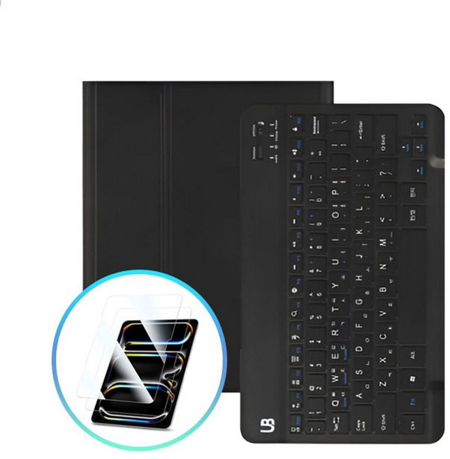 아이패드 미니 7세대 블루투스 키보드 케이스+액정 보호필름 2매 액정필름 액정보호 고광택, 무지문 보호필름, 민트