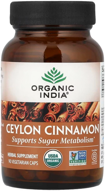 오가닉인디아 실론 시나몬 계피 325mg 90캡슐 Organic India, 5개, 90정 - 쿠팡