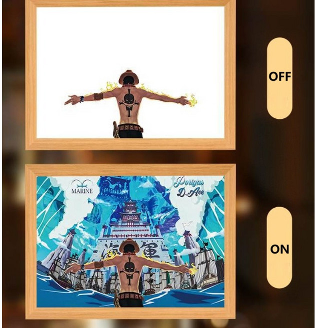 (판매처 우리스토리) 액자 조명 원피스 조로 루피 사진 무드등 아크릴 17x23cm