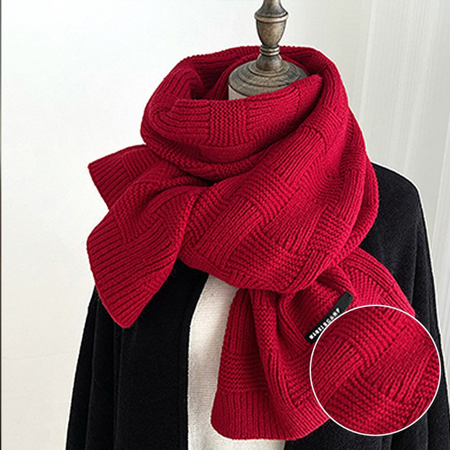 [HANNAL] 격자무늬 니트 스카프 머플러