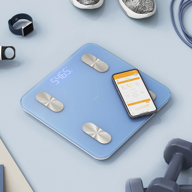 무아스 스마트 체성분 체중계 (28cm), 1개, 블루, MBCS3