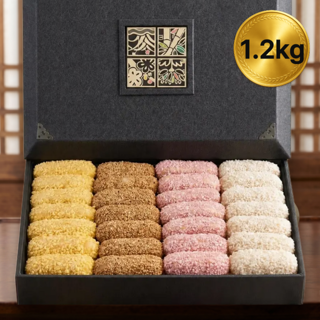 10위 - 고급 전통 찹쌀 유과 한과 선물 세트 한과세트 수제 유과 약과 산자 전통과자 선물용, 1세트, 1.2kg