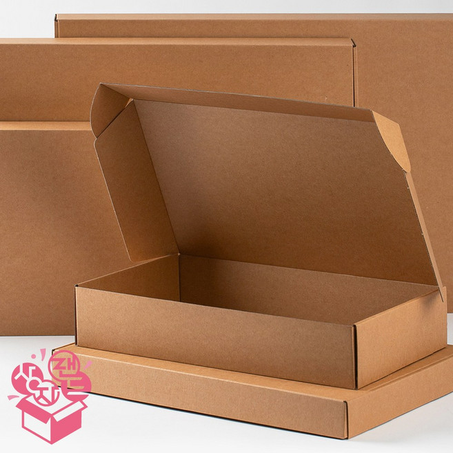 직사각 낮은 접이식 일체형 택배박스 골판지 박스 납작 소형 도마 액자 책 포장 G형 싸바리 대형 종이 상자, 50개, 크라프트