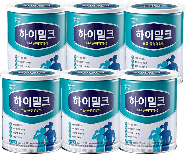 후디스 하이밀크 초유 균형영양식, 600g, 6개