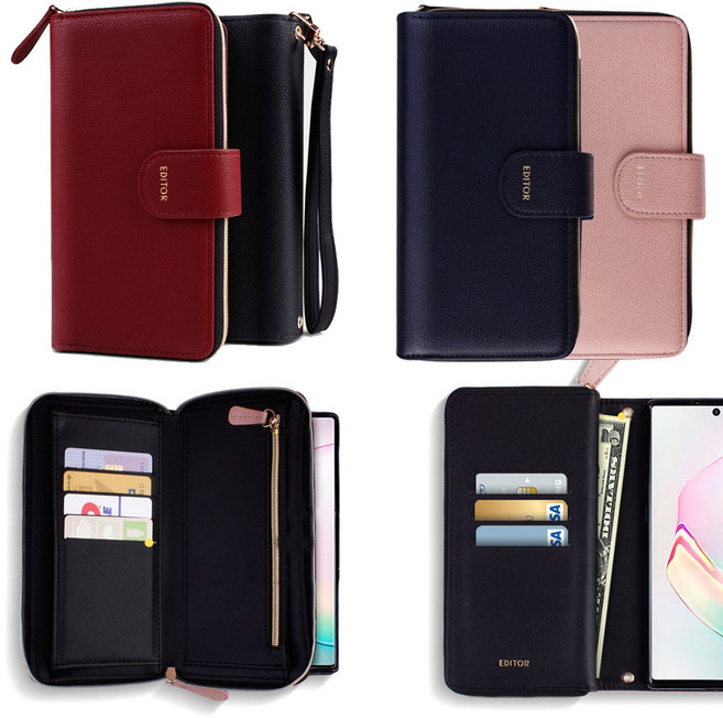 폰메이트 편안한 그립감 지퍼 지갑형 스트랩포함 마그네틱 잠금 다이어리