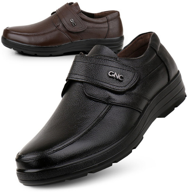 보이센스 소가죽 컴포트화 남성용 경량 로퍼 가벼운 중년 남자 신발 효도화 구두 찍찍이 벨크로 끈없는